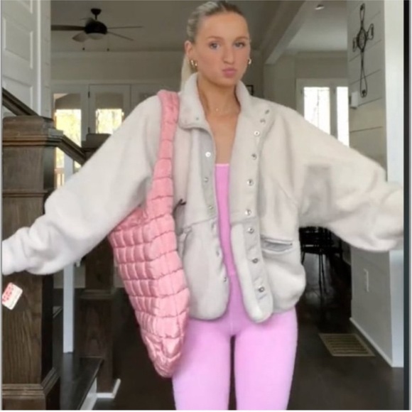 Free People FP Movement Quilted Carryall ballet slipper pink NEW tote bag - Picture 6 of 10